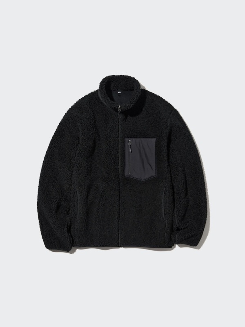 Uniqlo Black Sherpa Fleece Jacket with Zip Chest Pocket